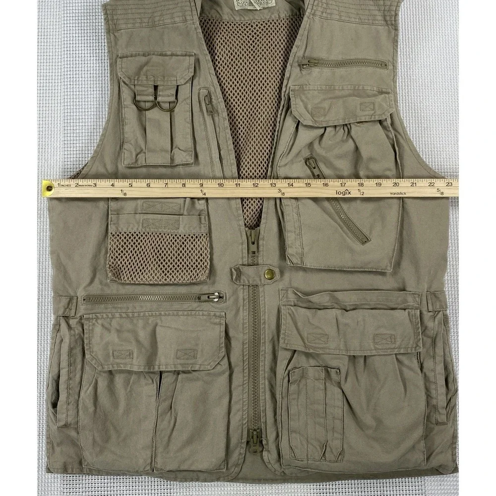 Vintage Banana Republic Safari Travel Vest‎ Multiple Pockets Beige Men's Large